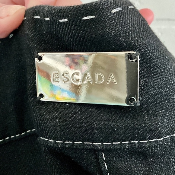 NWOT Escada Y2K Women’s Denim Jeans Blokecore Black Beaded Pockets 8 - Picture 8 of 16